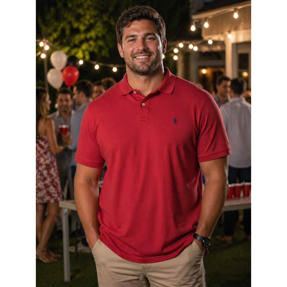 POLO RALPH LAUREN Men's XXL Red Polo Short Sleeve Shirt -2033